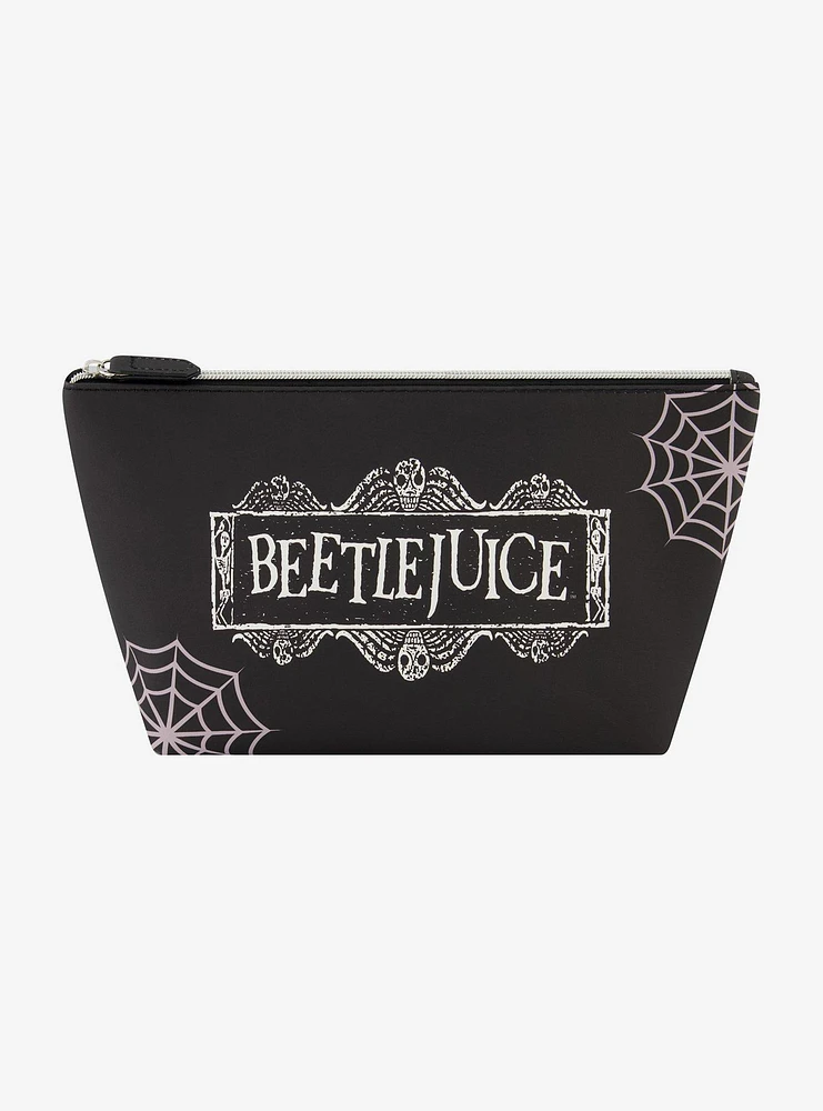 Beetlejuice Logo Spiderweb Cosmetic Travel Bag
