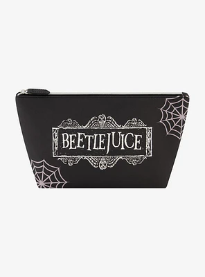 Beetlejuice Logo Spiderweb Cosmetic Travel Bag