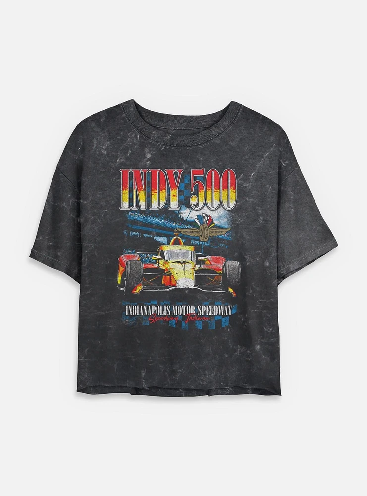 Indianapolis 500 Indy Crowd Mineral Wash Womens Crop T-Shirt