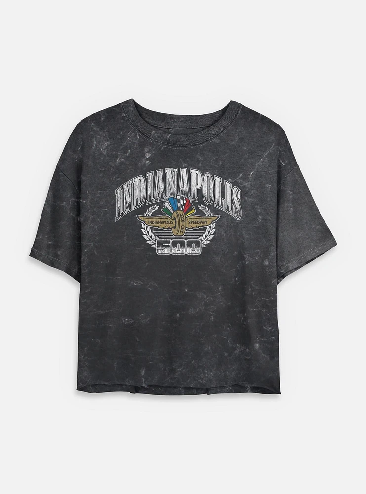 Indianapolis 500 Regal Crest Mineral Wash Womens Crop T-Shirt