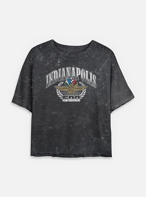 Indianapolis 500 Regal Crest Mineral Wash Womens Crop T-Shirt