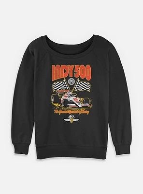 Indianapolis 500 Checkered Flags Racing Womens Slouchy Sweatshirt