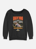 Indianapolis 500 Checkered Flags Racing Womens Slouchy Sweatshirt