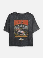 Indianapolis 500 Checkered Flags Racing Mineral Wash Womens Crop T-Shirt