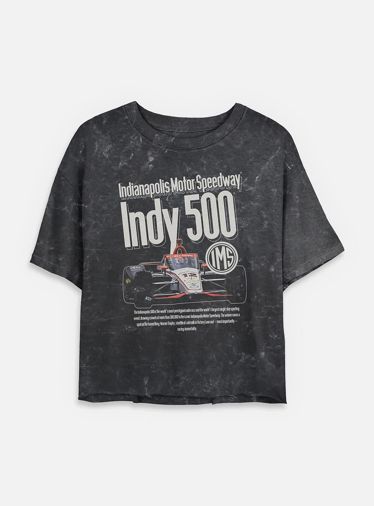Indianapolis 500 Cover Ad Mineral Wash Womens Crop T-Shirt
