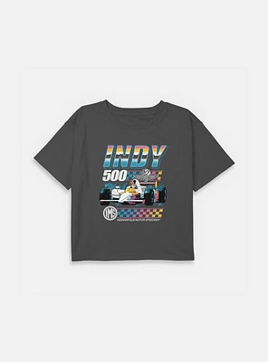 Indianapolis 500 Vintage Neon Youth Girls Boxy Crop T-Shirt