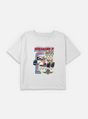 Indianapolis 500 Racing Stripes Youth Girls Boxy Crop T-Shirt