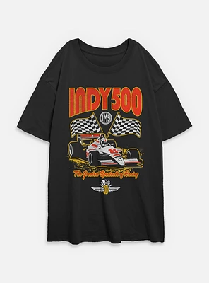 Indianapolis 500 Checkered Flags Racing Womens Oversized T-Shirt