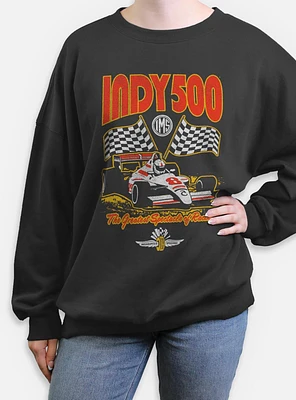 Indianapolis 500 Checkered Flags Racing Womens Oversized Sweatshirt