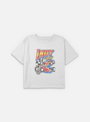 Indianapolis 500 Vinatge Racing Youth Girls Boxy Crop T-Shirt