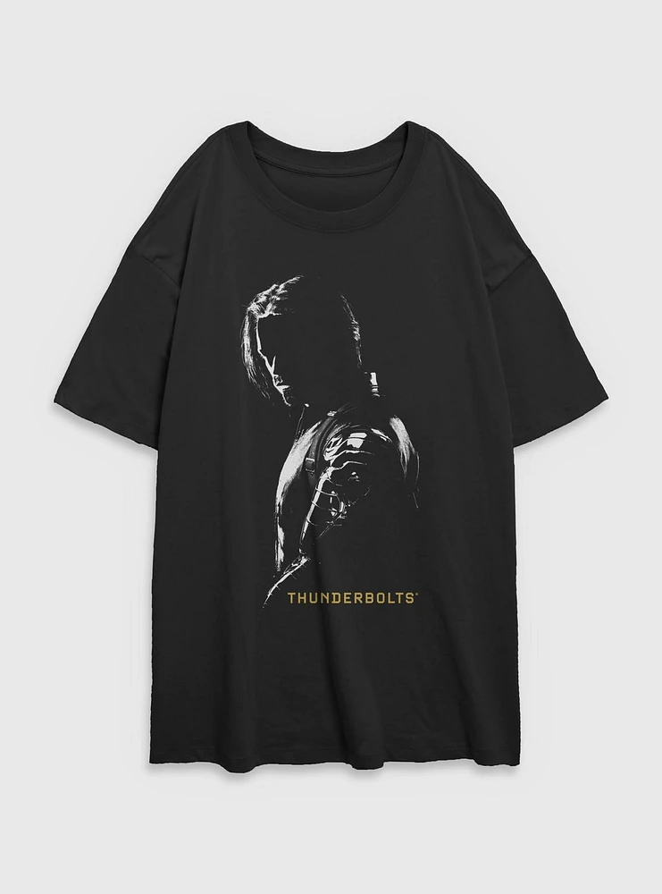 Marvel Thunderbolts* Bucky Barnes Winer Solider Shadows Womens Oversized T-Shirt