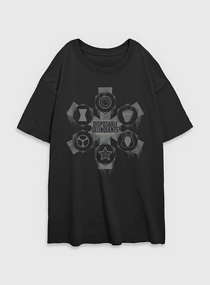 Marvel Thunderbolts* Disposable Delinquents Logos Womens Oversized T-Shirt