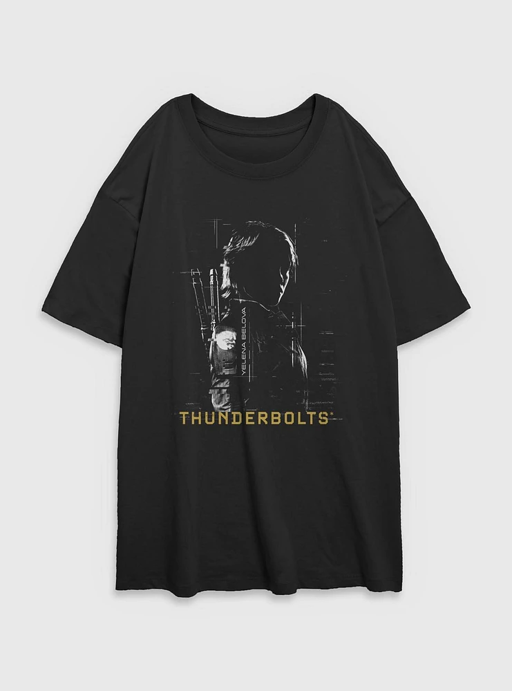 Marvel Thunderbolts* Yelena Silhouette Womens Oversized T-Shirt