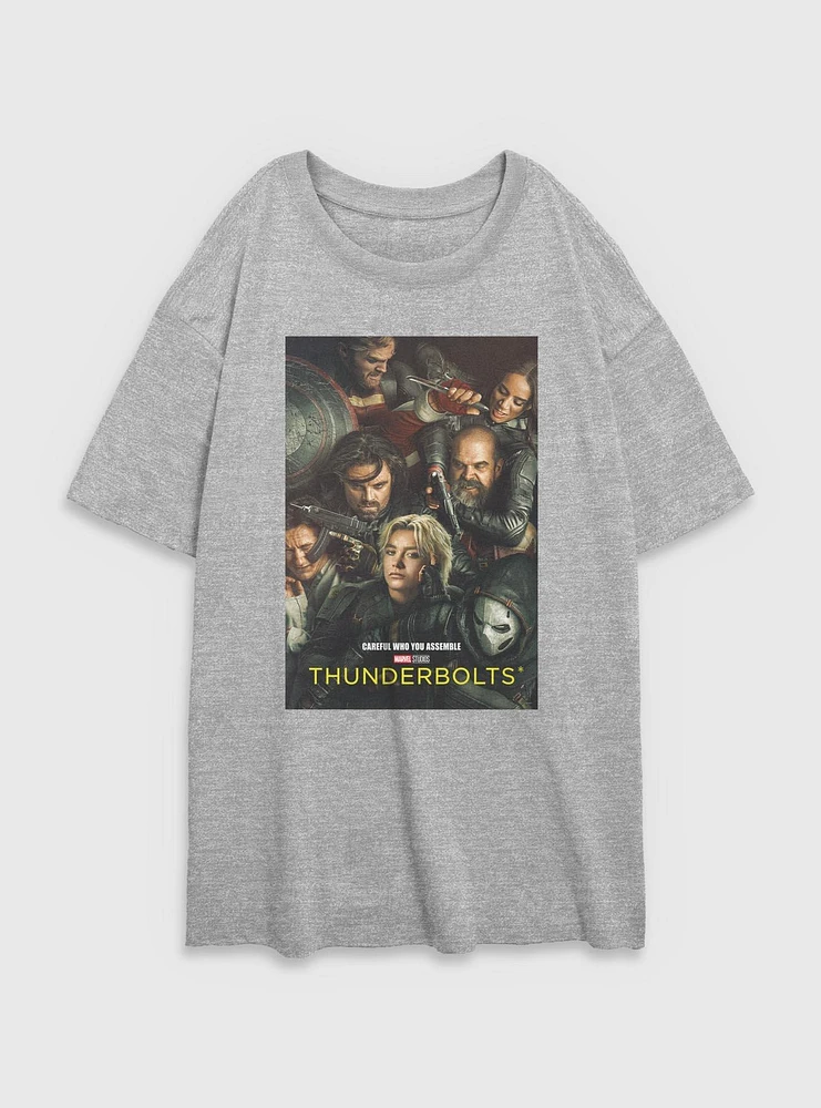 Marvel Thunderbolts* Team Poster Womens Oversized T-Shirt
