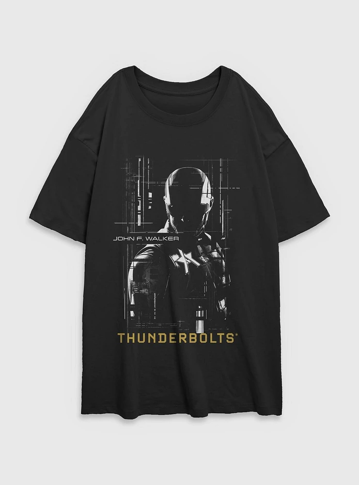 Marvel Thunderbolts* John Walker U.S. Agent Silhouette Womens Oversized T-Shirt