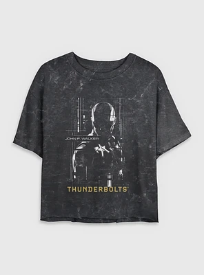 Marvel Thunderbolts* John Walker U.S. Agent Silhouette Mineral Wash Womens Crop T-Shirt