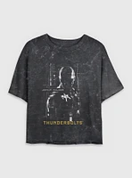 Marvel Thunderbolts* John Walker U.S. Agent Silhouette Mineral Wash Womens Crop T-Shirt