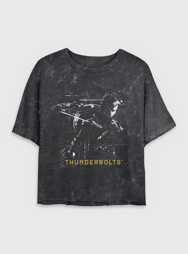 Marvel Thunderbolts* Taskmaster Silhouette Mineral Wash Womens Crop T-Shirt