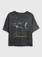 Marvel Thunderbolts* Taskmaster Silhouette Mineral Wash Womens Crop T-Shirt