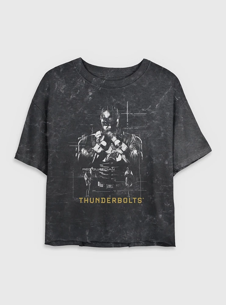 Marvel Thunderbolts* Red Guardian Silhouette Mineral Wash Womens Crop T-Shirt