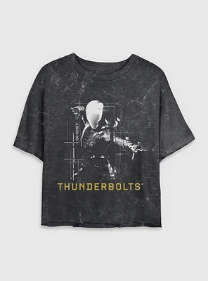Marvel Thunderbolts* Ghost Silhouette Mineral Wash Womens Crop T-Shirt