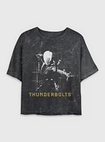 Marvel Thunderbolts* Ghost Silhouette Mineral Wash Womens Crop T-Shirt