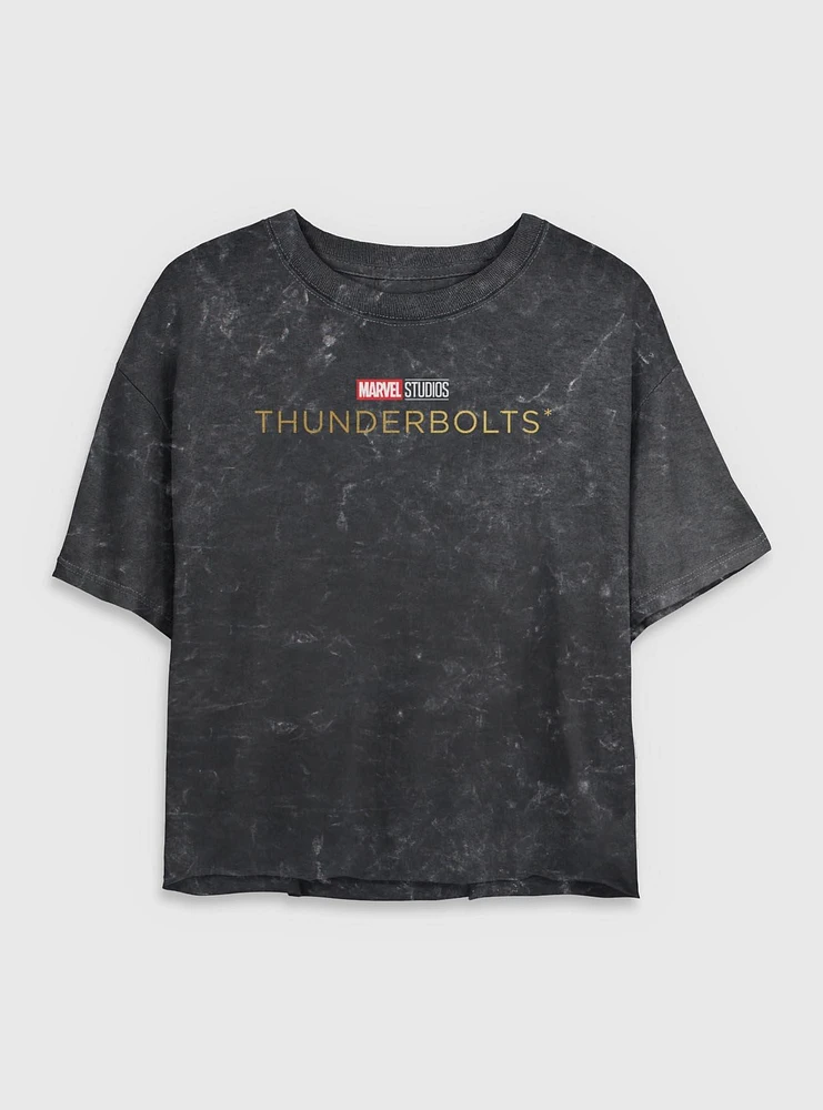 Marvel Thunderbolts* Logo Mineral Wash Womens Crop T-Shirt