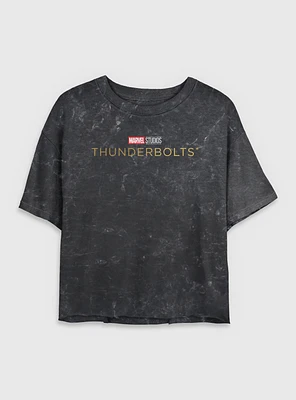 Marvel Thunderbolts* Logo Mineral Wash Womens Crop T-Shirt
