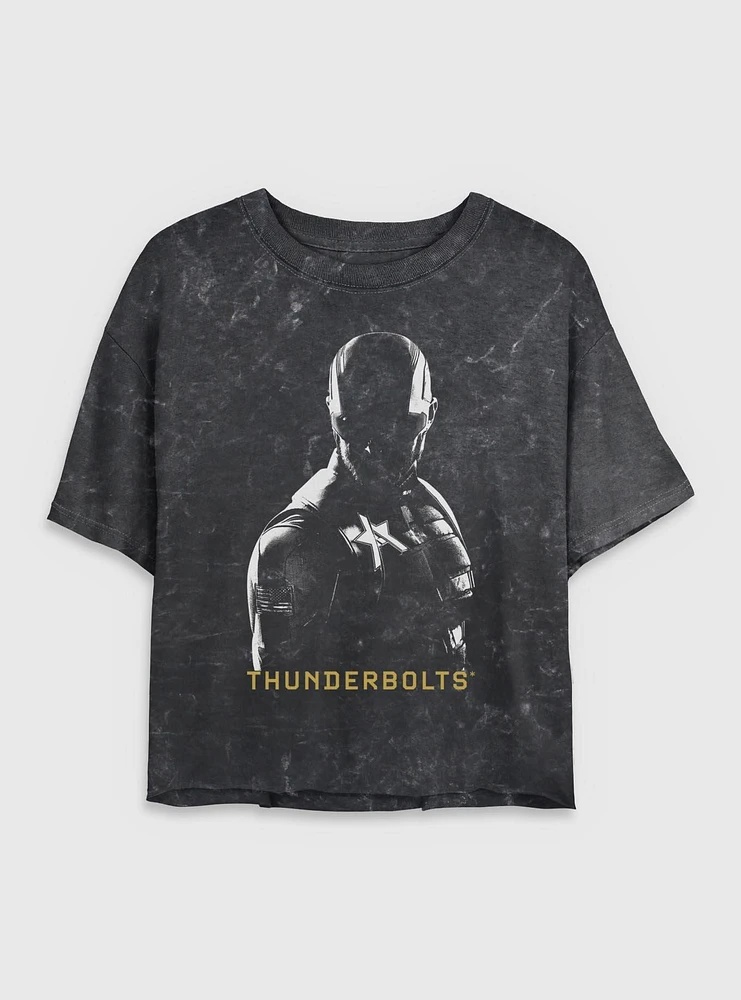 Marvel Thunderbolts* John Walker U.S. Agent Shadows Mineral Wash Womens Crop T-Shirt