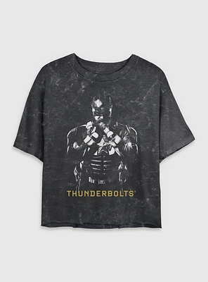 Marvel Thunderbolts* Red Guardian Shadows Mineral Wash Womens Crop T-Shirt