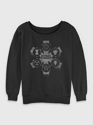 Marvel Thunderbolts* Disposable Delinquents Logos Womens Slouchy Sweatshirt