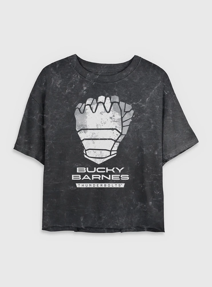 Marvel Thunderbolts* Bucky Barnes Winter Soldier Logo Mineral Wash Womens Crop T-Shirt