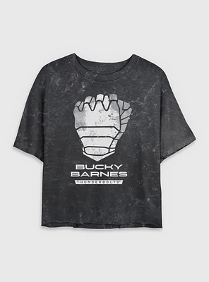 Marvel Thunderbolts* Bucky Barnes Winter Soldier Logo Mineral Wash Womens Crop T-Shirt