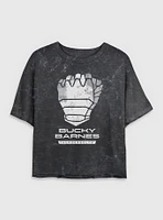 Marvel Thunderbolts* Bucky Barnes Winter Soldier Logo Mineral Wash Womens Crop T-Shirt