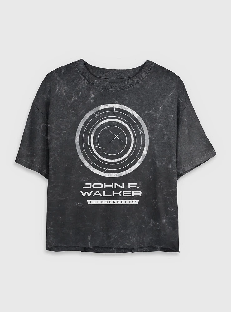 Marvel Thunderbolts* John Walker U.S. Agent Logo Mineral Wash Womens Crop T-Shirt