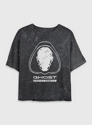 Marvel Thunderbolts* Ghost Logo Mineral Wash Womens Crop T-Shirt
