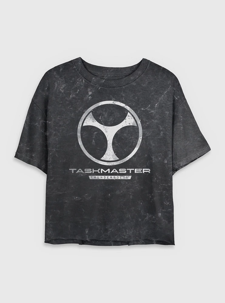 Marvel Thunderbolts* Taskmaster Logo Mineral Wash Womens Crop T-Shirt