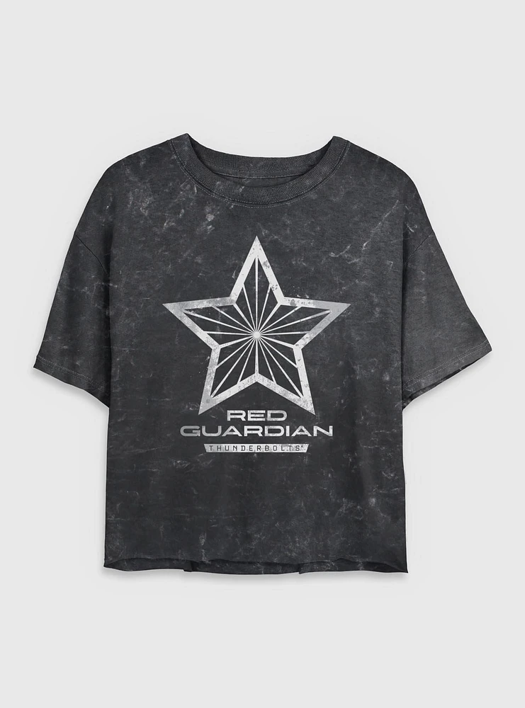 Marvel Thunderbolts* Red Guardian Logo Mineral Wash Womens Crop T-Shirt