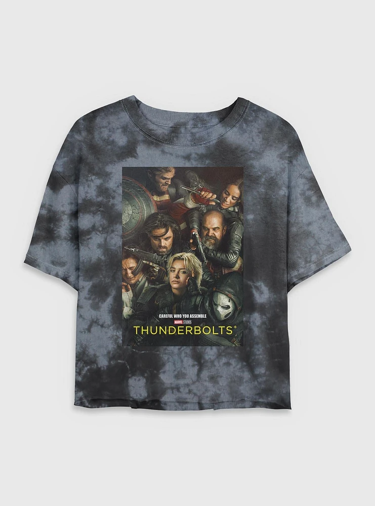 Marvel Thunderbolts* Team Poster Tie Dye Crop Womens T-Shirt