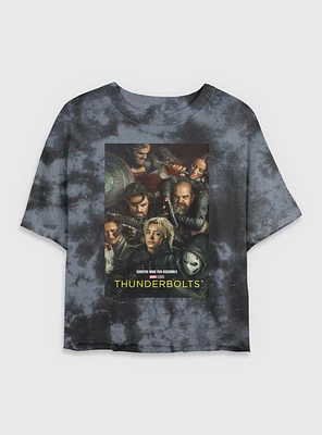 Marvel Thunderbolts* Team Poster Tie Dye Crop Womens T-Shirt