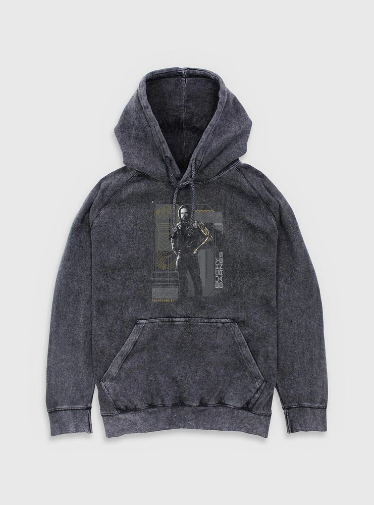 Marvel Thunderbolts* Bucky Barnes Winter Soldier Pose Mineral Wash Hoodie