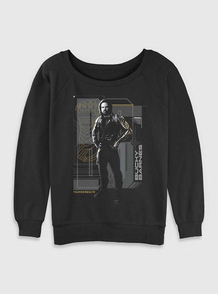 Marvel Thunderbolts* Bucky Barnes Winter Soldier Pose Womens Slouchy Sweatshirt