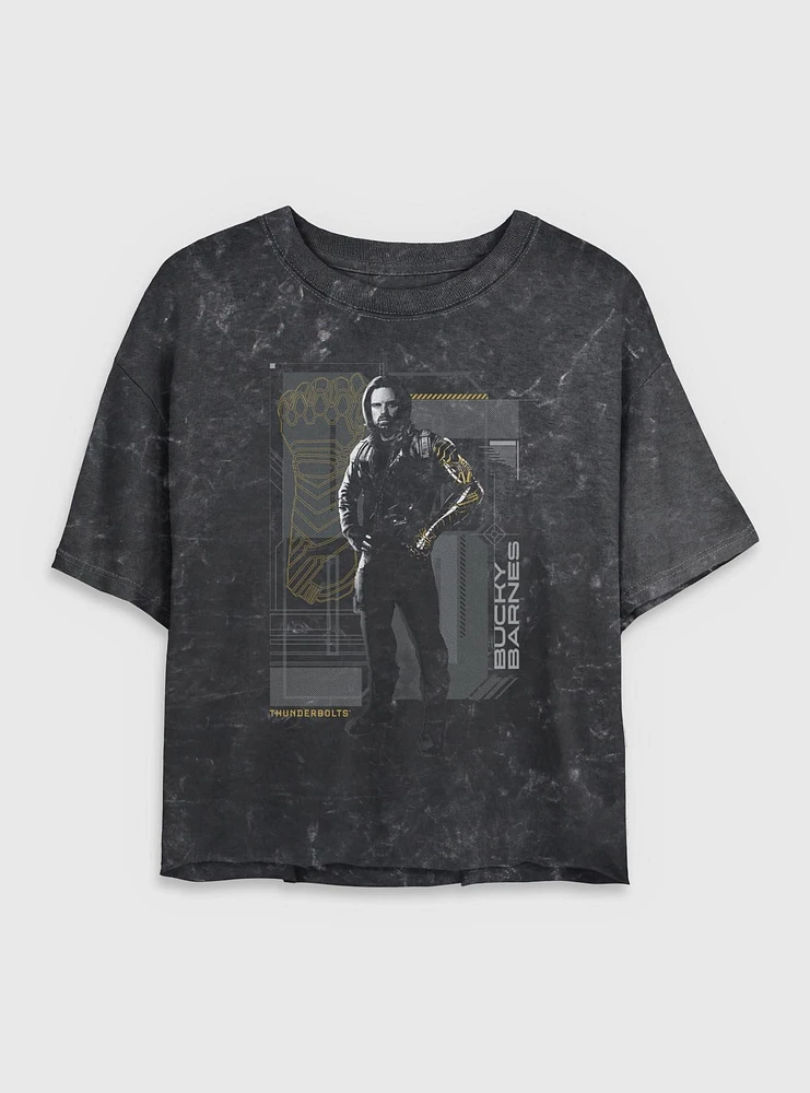Marvel Thunderbolts* Bucky Barnes Winter Soldier Pose Mineral Wash Womens Crop T-Shirt