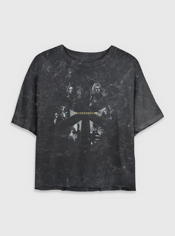 Marvel Thunderbolts* Team Mineral Wash Womens Crop T-Shirt