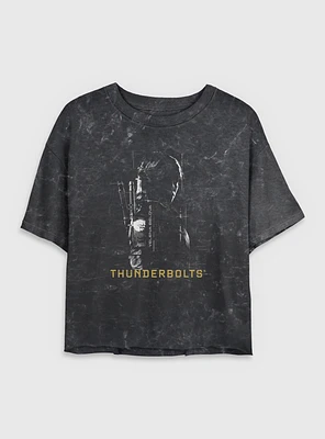 Marvel Thunderbolts* Yelena Silhouette Mineral Wash Womens Crop T-Shirt