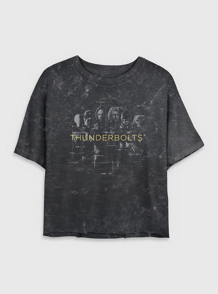 Marvel Thunderbolts* Team Members Mineral Wash Womens Crop T-Shirt