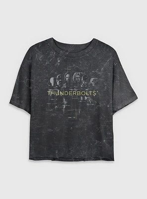 Marvel Thunderbolts* Team Members Mineral Wash Womens Crop T-Shirt