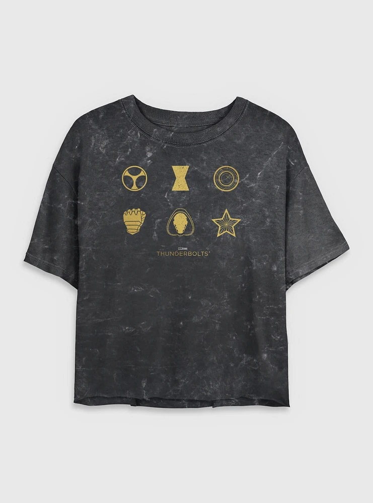 Marvel Thunderbolts* Member Icons Mineral Wash Womens Crop T-Shirt