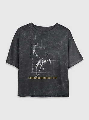 Marvel Thunderbolts* Bucky Barnes Winter Soldier Silhouette Mineral Wash Womens Crop T-Shirt