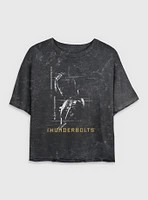 Marvel Thunderbolts* Bucky Barnes Winter Soldier Silhouette Mineral Wash Womens Crop T-Shirt